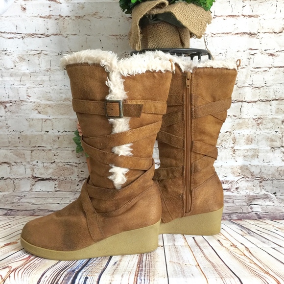 Gap Tan Faux Fur Knee High Boots - Picture 1 of 7